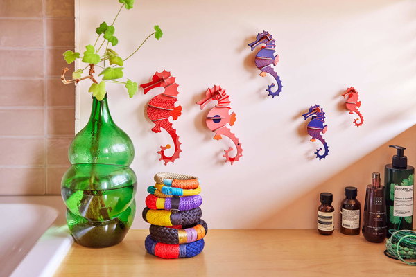 Wanddeko Papier 'Seepferdchen-Set'