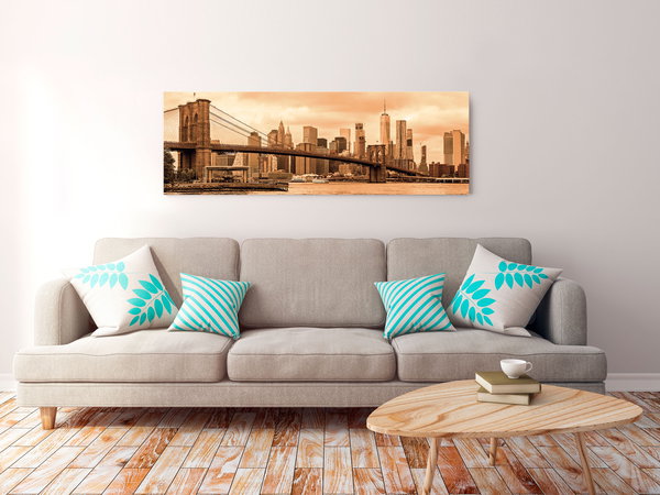 Kunstdruck auf Leinwand 'Road to Manhattan Narrow Sepia'
