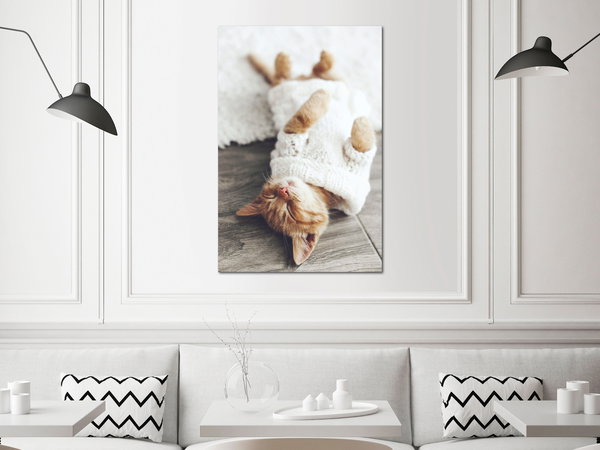Kunstdruck auf Leinwand 'Lazy Cat Vertical'