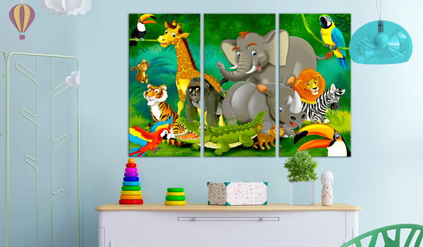 Kunstdruck auf Leinwand 'Colourful Safari (3-teilig)'