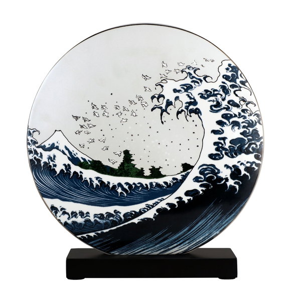Porzellan Vase 'Great Wave Tribute' von Katsushika Hokusai 8x33,5x31cm
