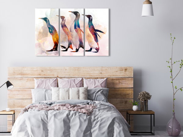 Kunstdruk op canvas 'Penguin Wandering (3 Parts)'