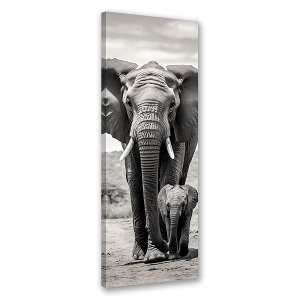 Kunstdruck auf Leinwand 'Elephant and Calf Gray'