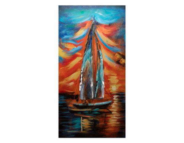 Metallbild 3D 'Nubes Rojas' 60x120x5cm