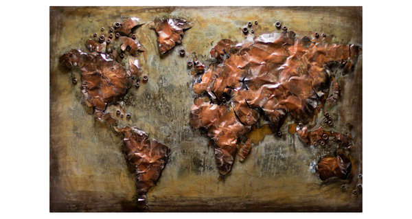 Metallbild 3D 'Metal Map' 100x70x4cm