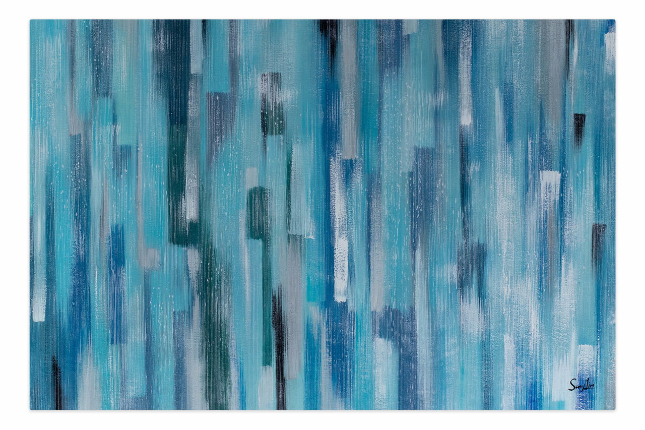 Olieverf schilderijen 'Through the Rain' | Handgeschilderd unicum 180x120cm komt in de ruimte goed tot zijn recht.