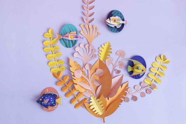Wanddeko Papier 'Langnasen-Falkenfisch'