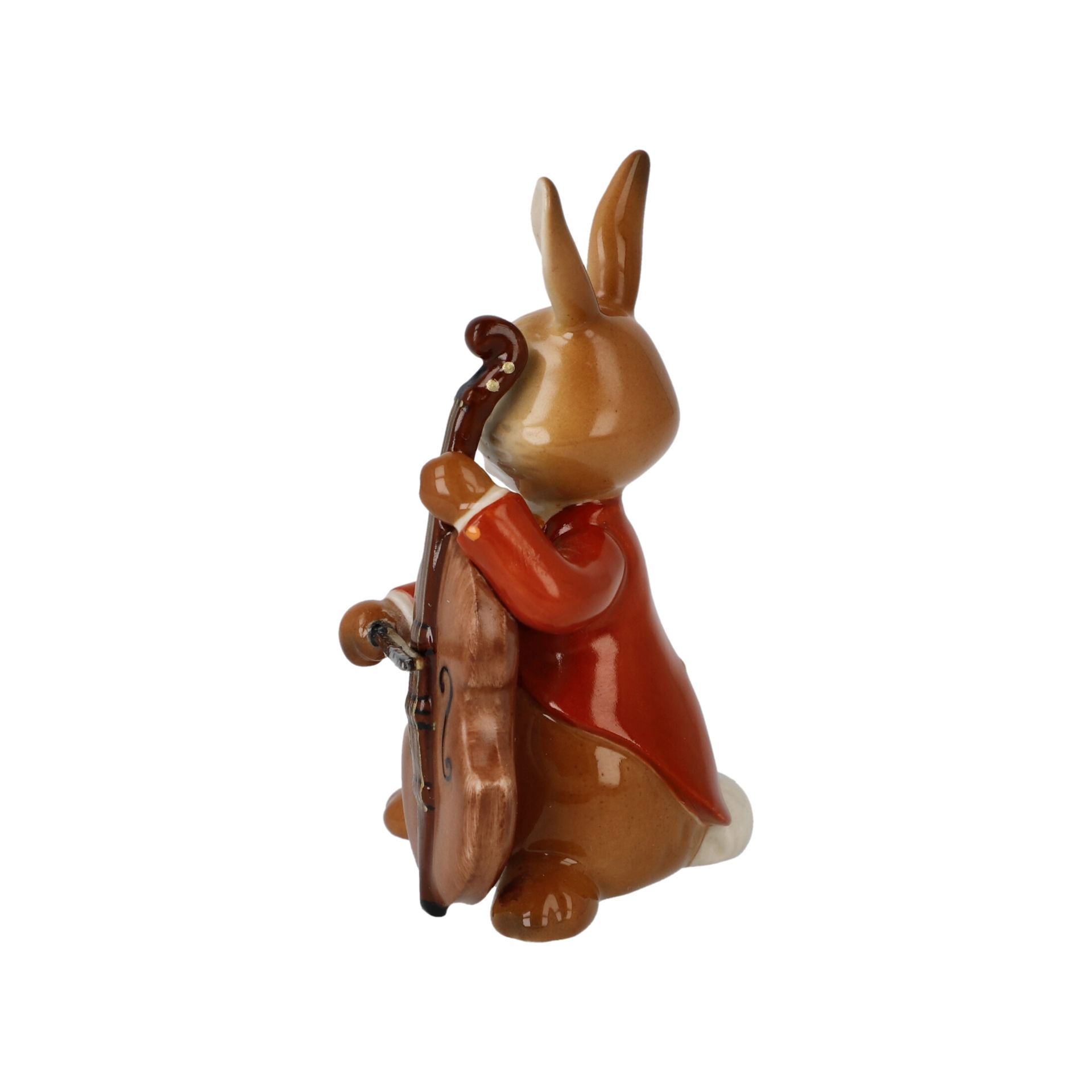 Porseleinen figuur 'Happy Bass Player' van Goebel 4x8x4,5cm