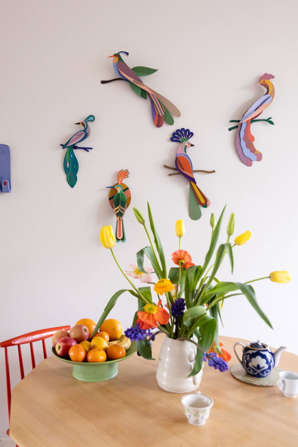 Wanddeko Papier 'Leuchtender Vogel'