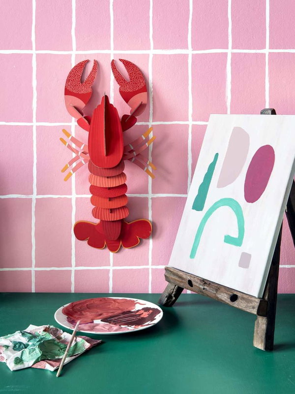 Wanddeko Papier 'Karmesinroter Hummer'