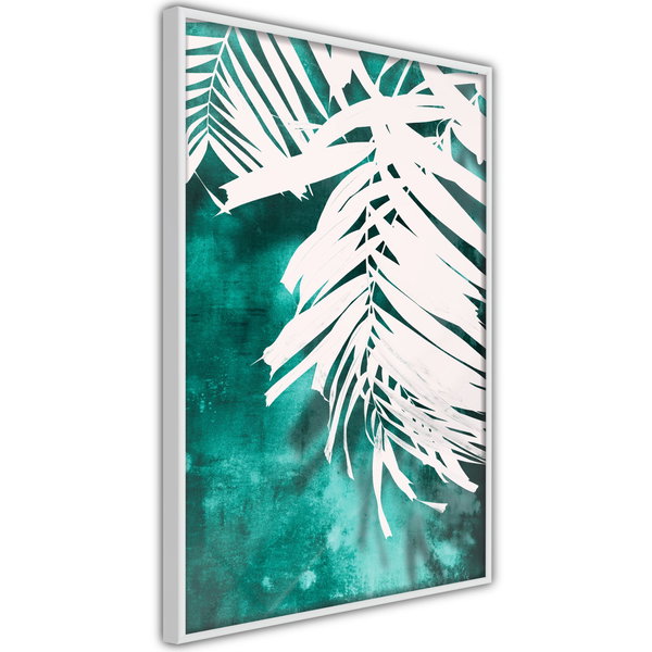 Poster 'White Palm on Teal Background'
