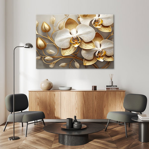 Kunstdruck auf Leinwand 'Golden Petal Symphony 6'