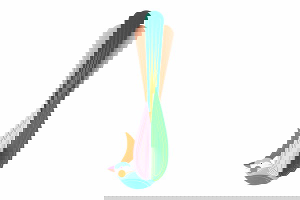 Sculptură de perete din carton 'Rainbow Tail Bird'