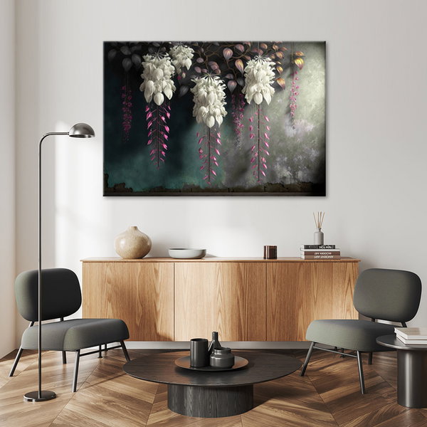Kunstdruck auf Leinwand 'Hanging White Flowers 2'