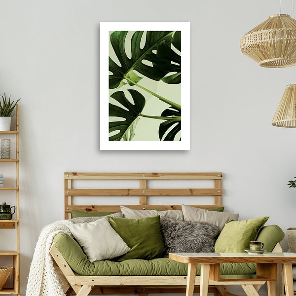 Kunstdruck auf Leinwand 'Monstera Leaves Close-Up'