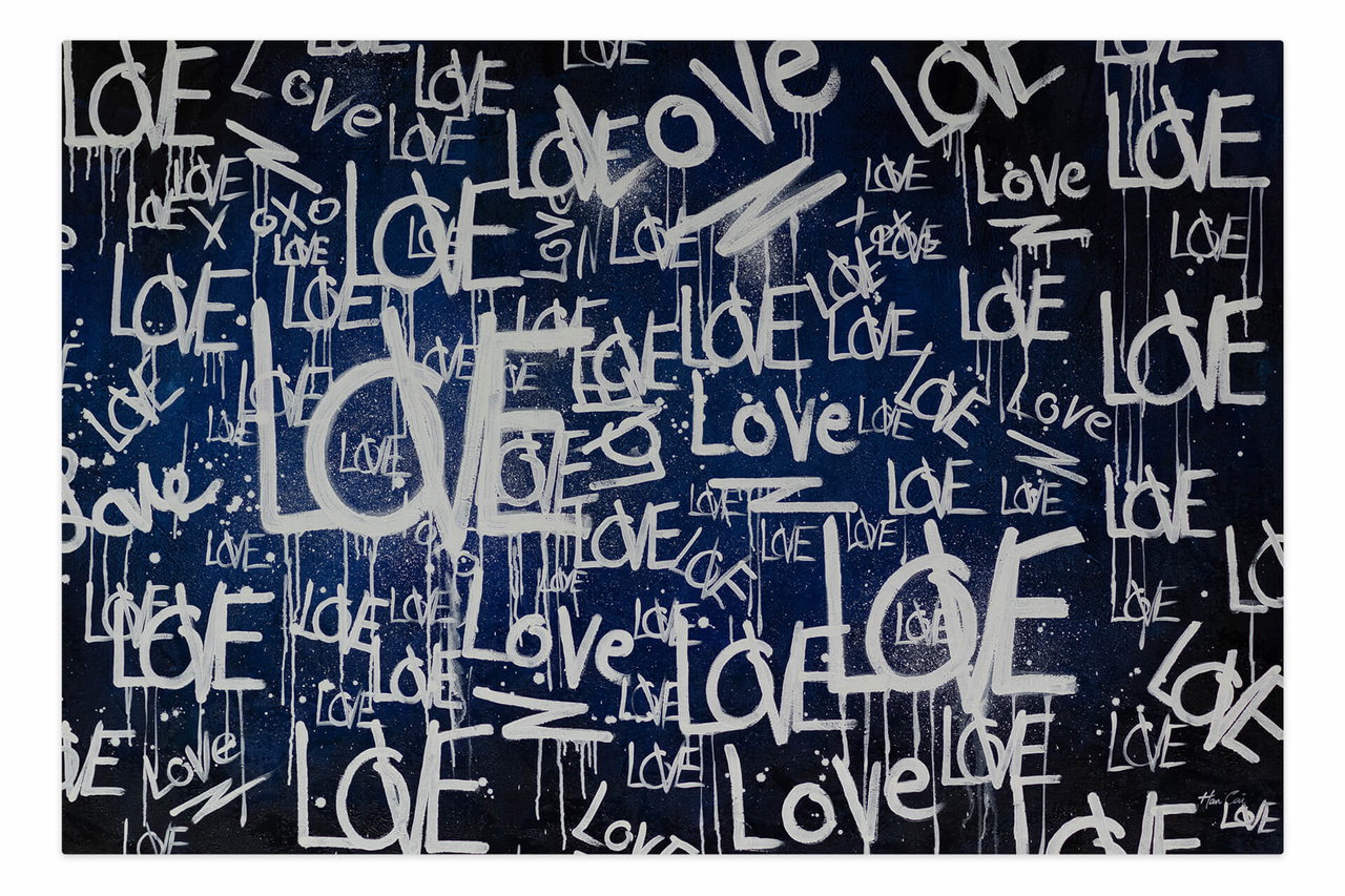 XXL Olieverf schilderijen 'Love is everywhere' | Handgeschilderd unicum komt in de ruimte goed tot zijn recht.