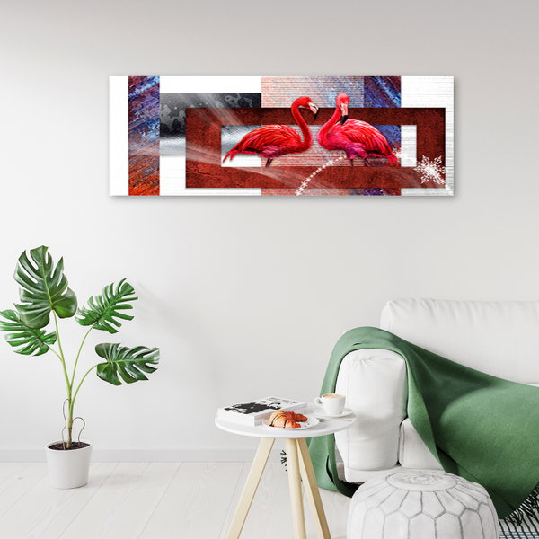 Kunstdruck auf Leinwand 'Flamingo in Scarlet Frames'