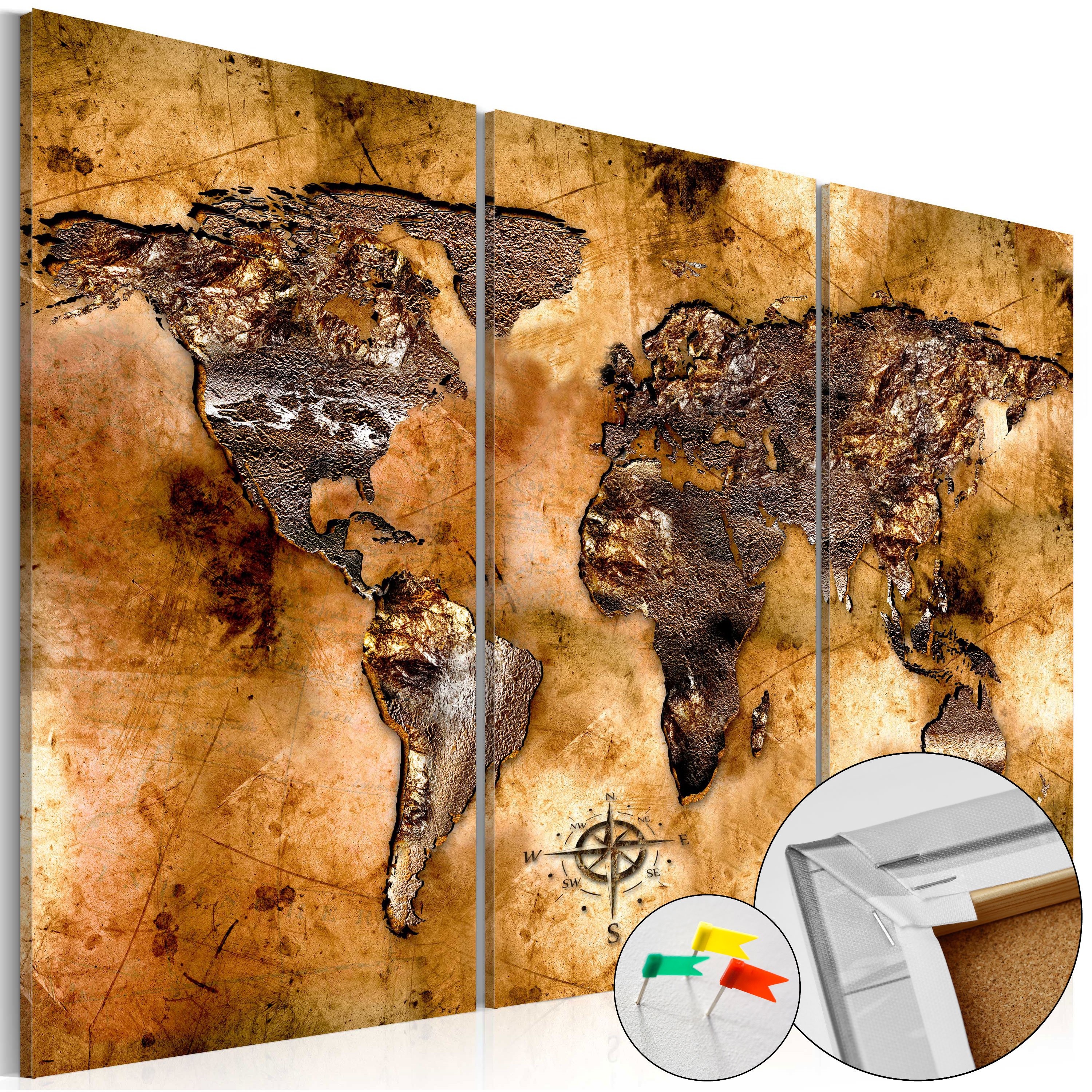 Tableau décoratif en liège World: Brown Map II [Cork Map