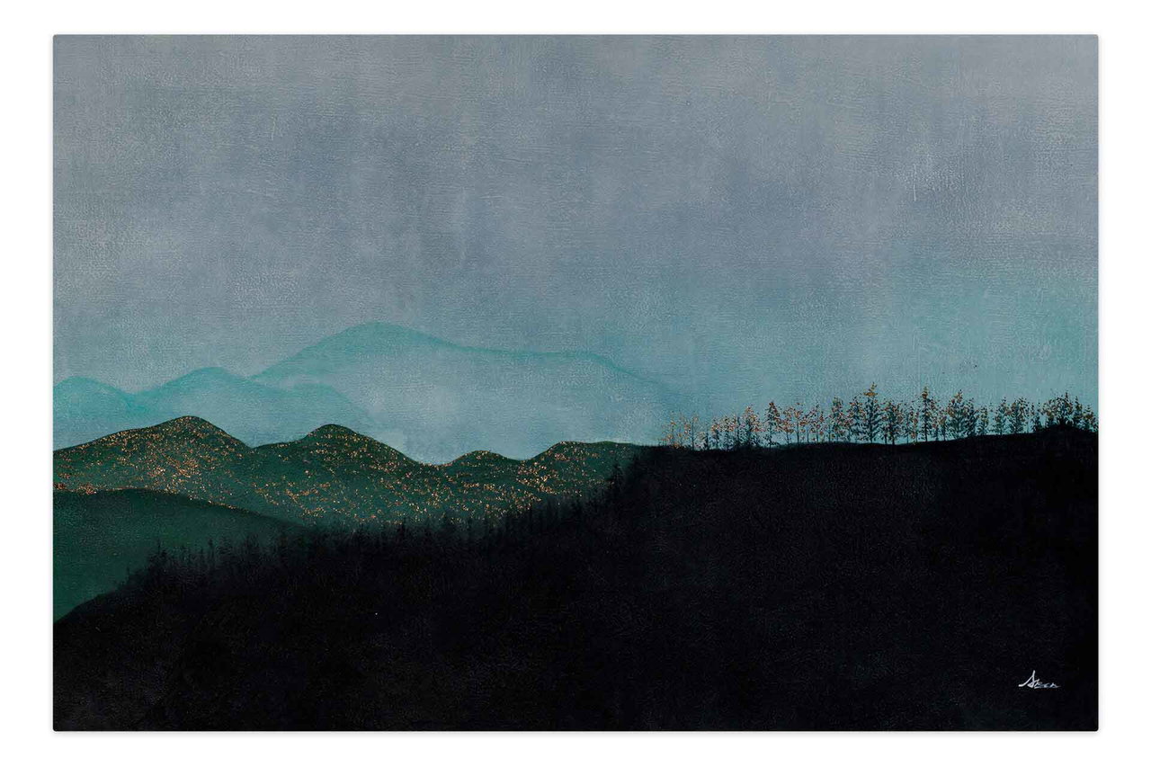Olieverf schilderijen 'Shadows of the Sunset' | Handgeschilderd unicum 180x120cm komt in de ruimte goed tot zijn recht.