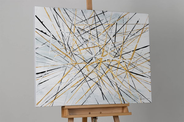 Handpainted Painting 'Silver Spikes' 39x30inches | incl. certificate of authenticity