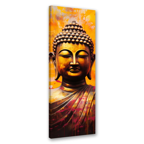 Kunstdruck auf Leinwand 'Buddha in Yellow Background'