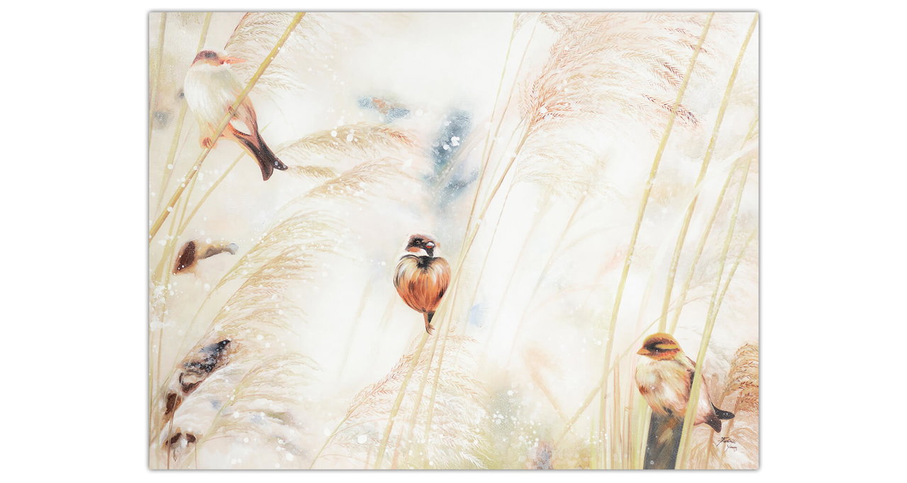 XXL Olieverf schilderijen 'Autumn Birds' | Handgeschilderd unicum in de ruimte.