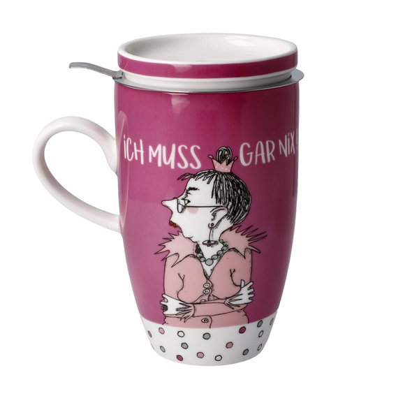 Goebel Teetasse mit Sieb und Deckel 'Gar Nix'