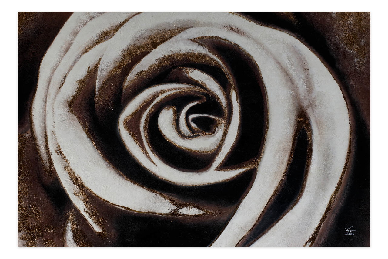 Olieverf schilderijen 'Rose of Romanticism' | Handgeschilderd unicum 180x120cm komt in de ruimte goed tot zijn recht.