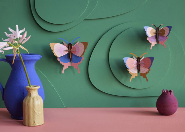 Wanddeko Papier 'Gedämpftes Flügel-Trio'