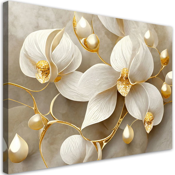 Kunstdruck auf Leinwand 'Golden Petal Symphony 5'