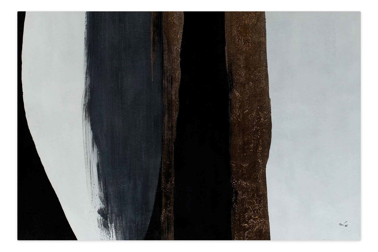 XXL Olieverf schilderijen 'Between Light and Dark' | Handgeschilderd unicum komt in de ruimte goed tot zijn recht.