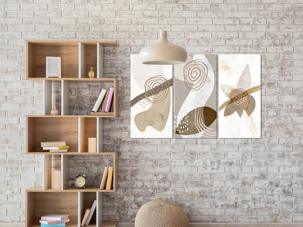 Kunstdruck auf Leinwand 'Beige Trio (3-teilig)'