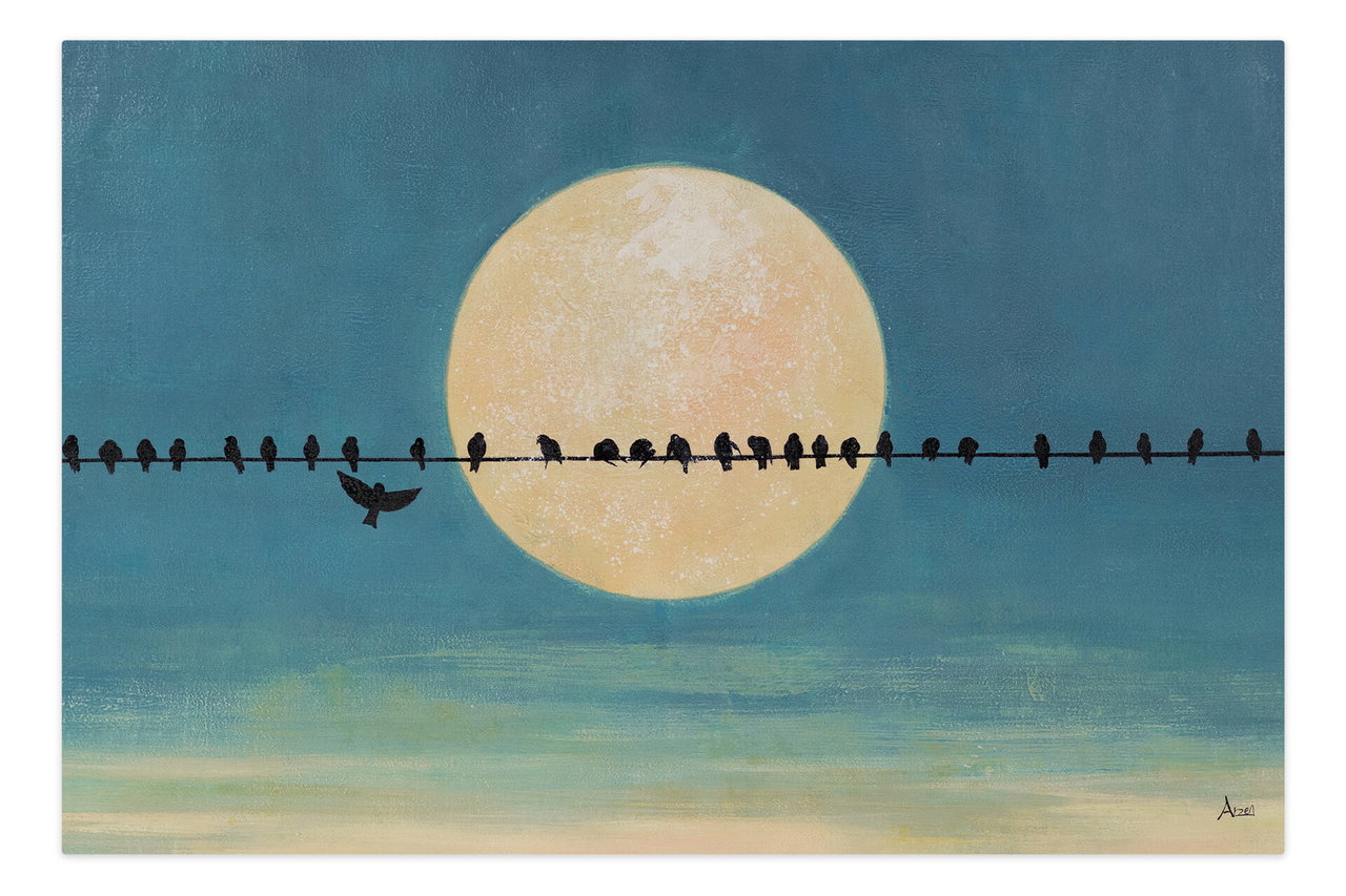 XXL Olieverf schilderijen 'Peace of the Night' | Handgeschilderd unicum komt in de ruimte goed tot zijn recht.