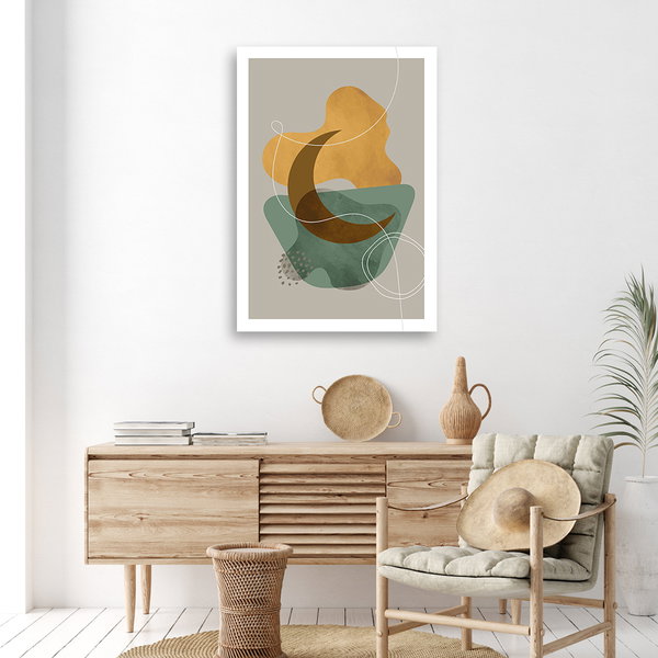 Kunstdruck auf Leinwand 'Moon and Shapes'