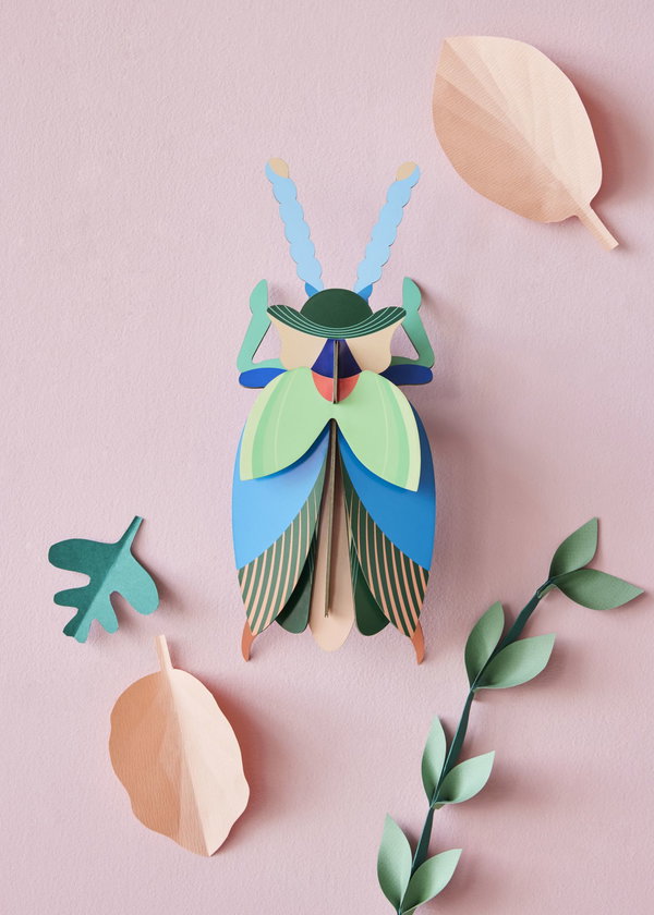 Wanddeko Papier 'Azurflügel-Käfer'