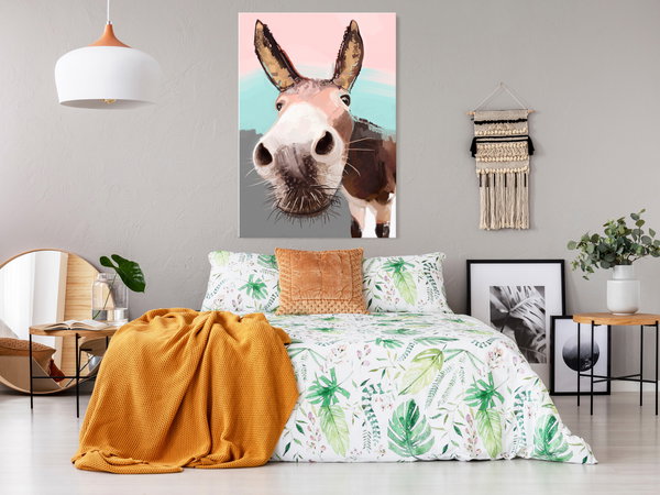 Kunstdruck auf Leinwand 'Curious Donkey Vertical'