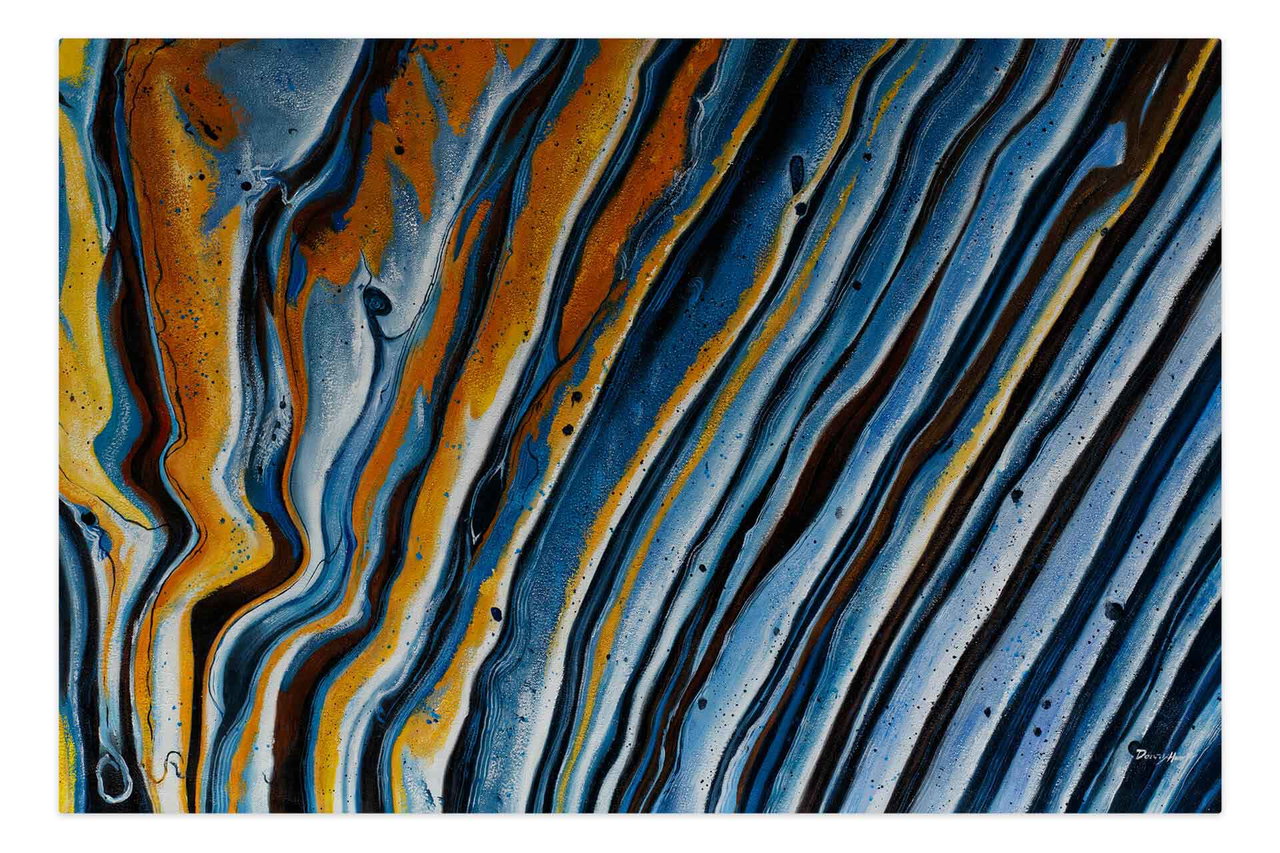 Olieverf schilderijen 'Sunkissed Ocean' | Handgeschilderd unicum 180x120cm in de ruimte.