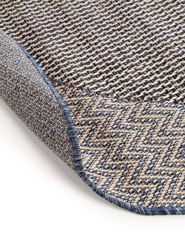 Design In- &amp; Outdoor Runder Teppich River Beige/Blau