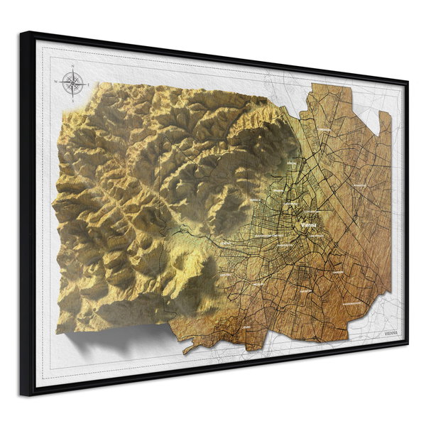Poster 'Raised Relief Map: Vienna'