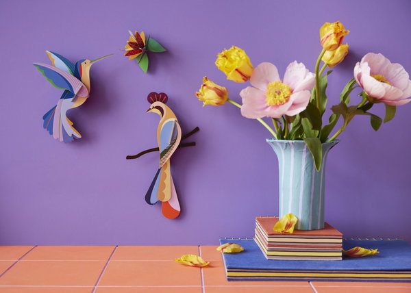 Wanddeko Papier 'Flattern &amp; Blühen'
