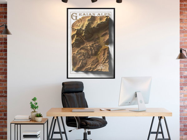 Poster 'Raised Relief Map: Graian Alps'
