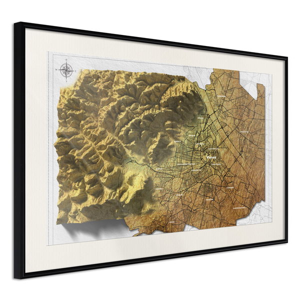 Poster 'Raised Relief Map: Vienna'