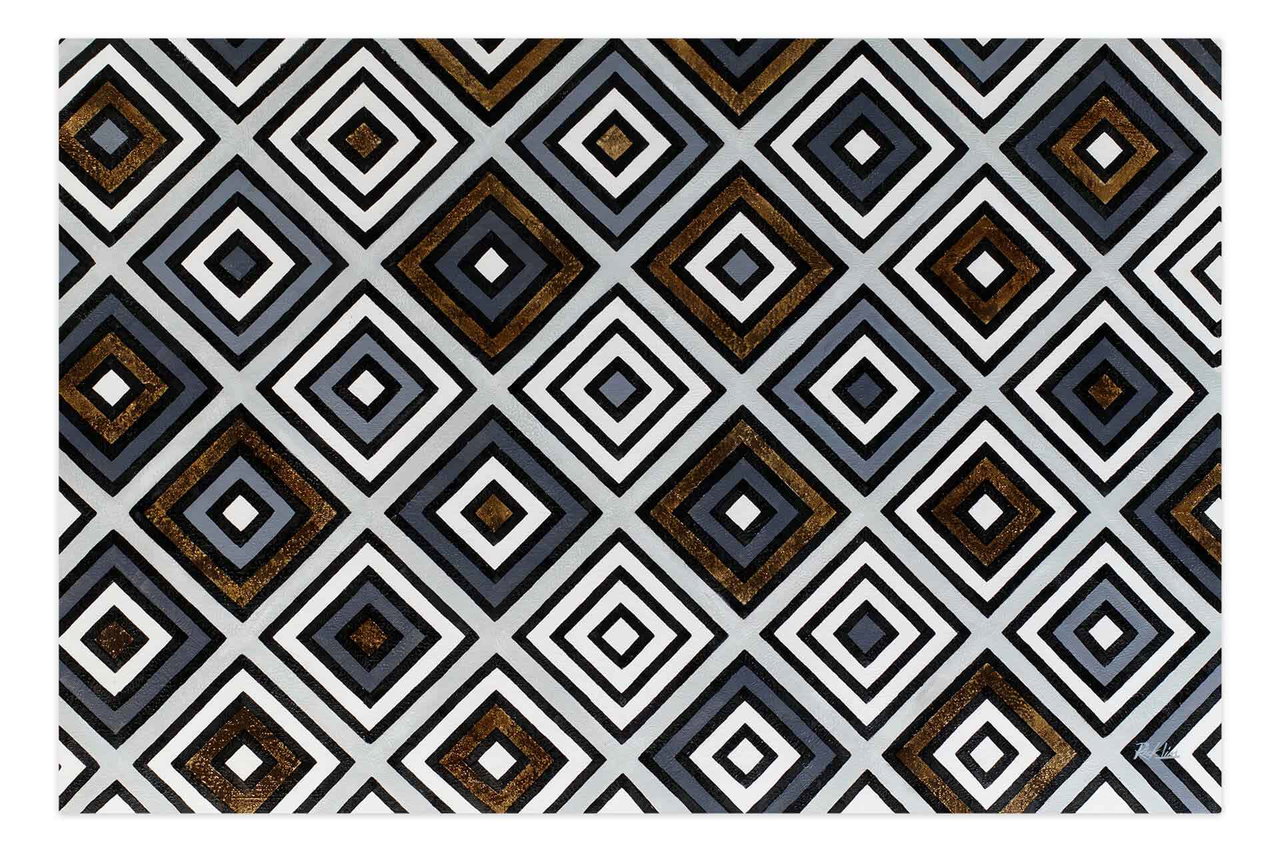 XXL Olieverf schilderijen 'Geometric Illusion' | Handgeschilderd unicum komt in de ruimte goed tot zijn recht.