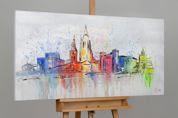 Handgemaltes Gemälde 'Oslo Skyline Silhouette' 120x60cm | inkl. Echtheitszertifikat