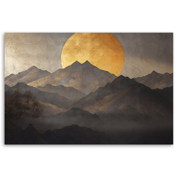 Kunstdruck auf Leinwand 'Golden Sun over Misty Mountains'
