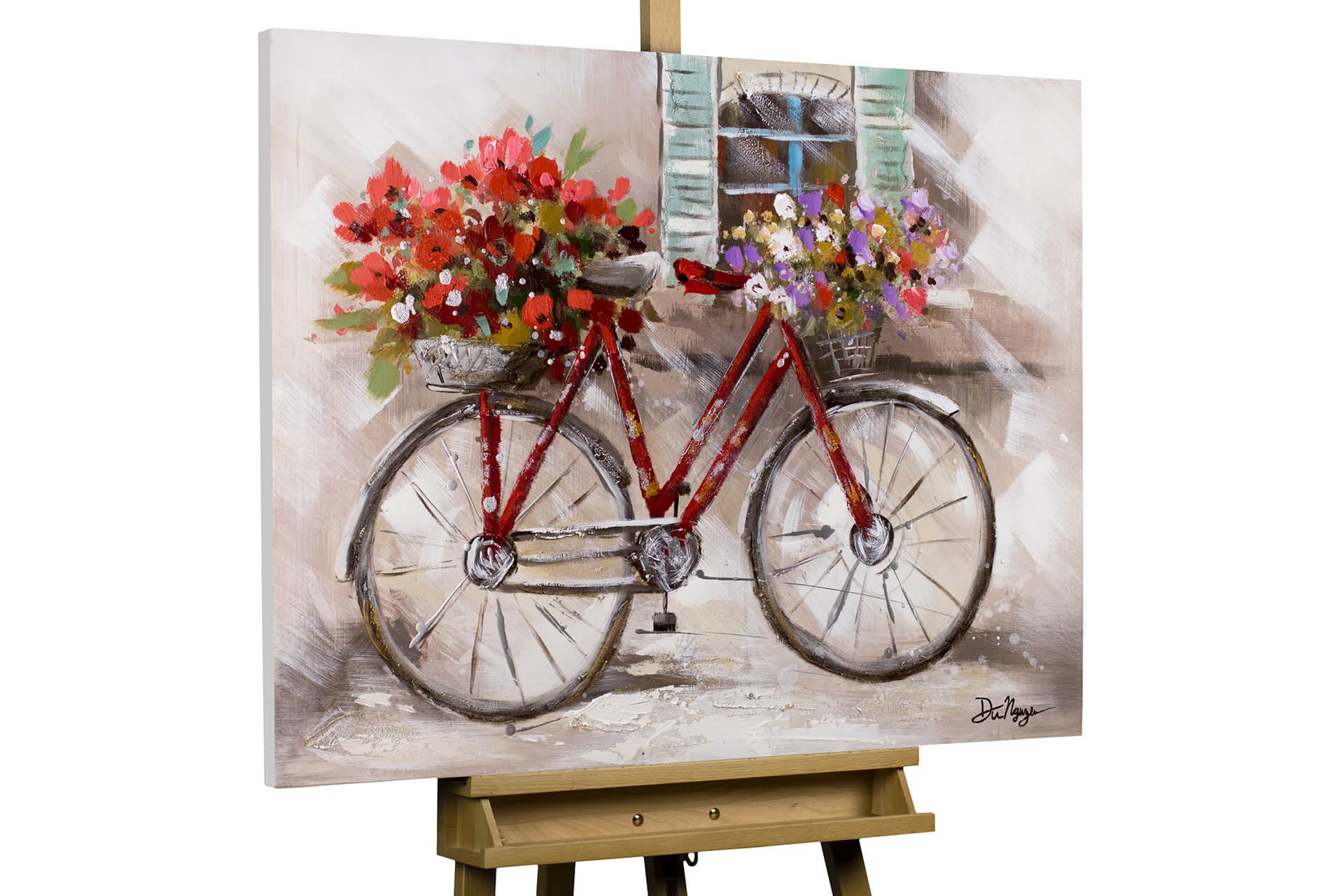 Bild Fahrrad Blumen im Sommer Rot kaufen | KunstLoft