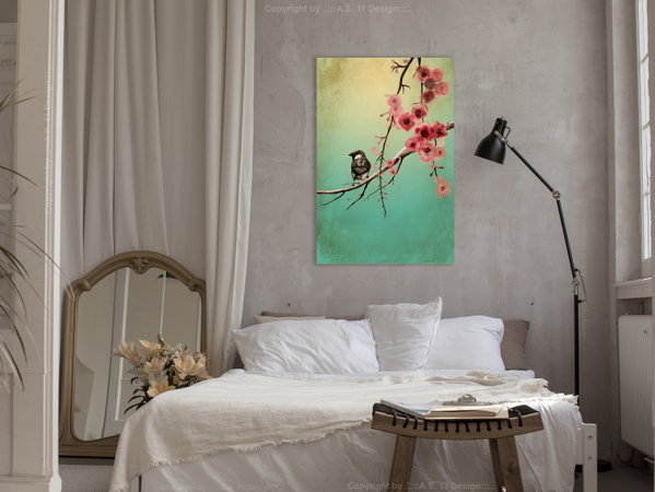 Kunstdruk op canvas 'Cherry Flowers Vertical'