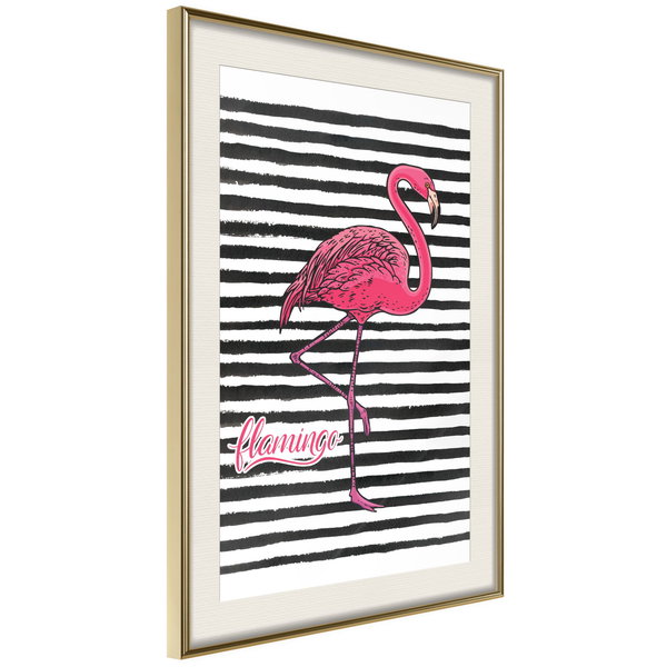 Poster 'Black Stripes and Flamingo'