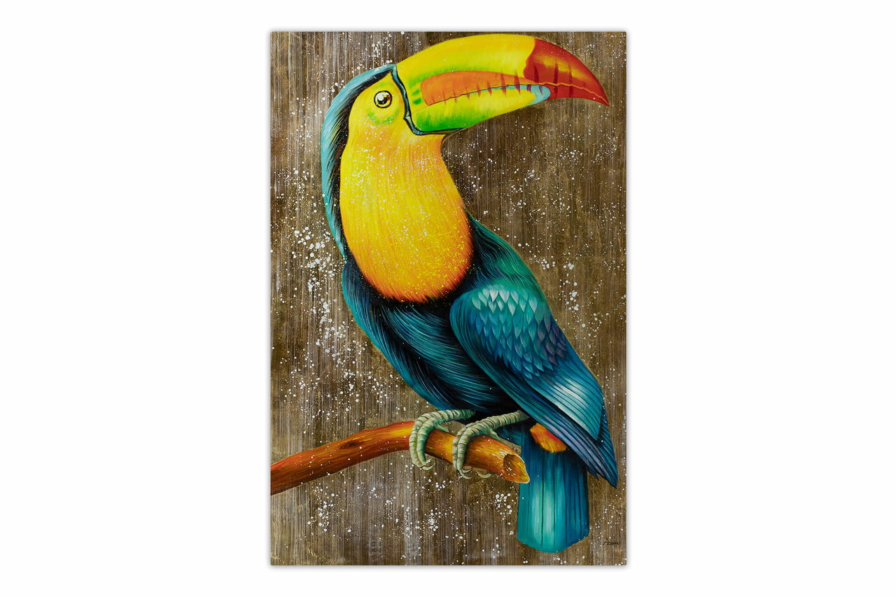 XXL Olieverf schilderijen 'Majestic Toucan' | Handgeschilderd unicum in de ruimte.