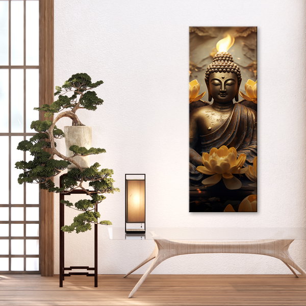Kunstdruck auf Leinwand 'Buddha and Lotus Flower 3'